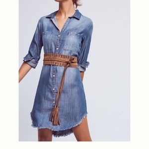 Anthropologie Cloth & Stone Chambray Fringe Dress